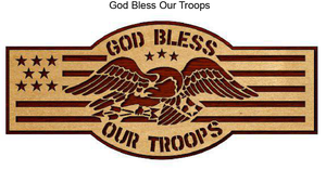 715, God Bless Troops, 15 in. x 6.5 in. 