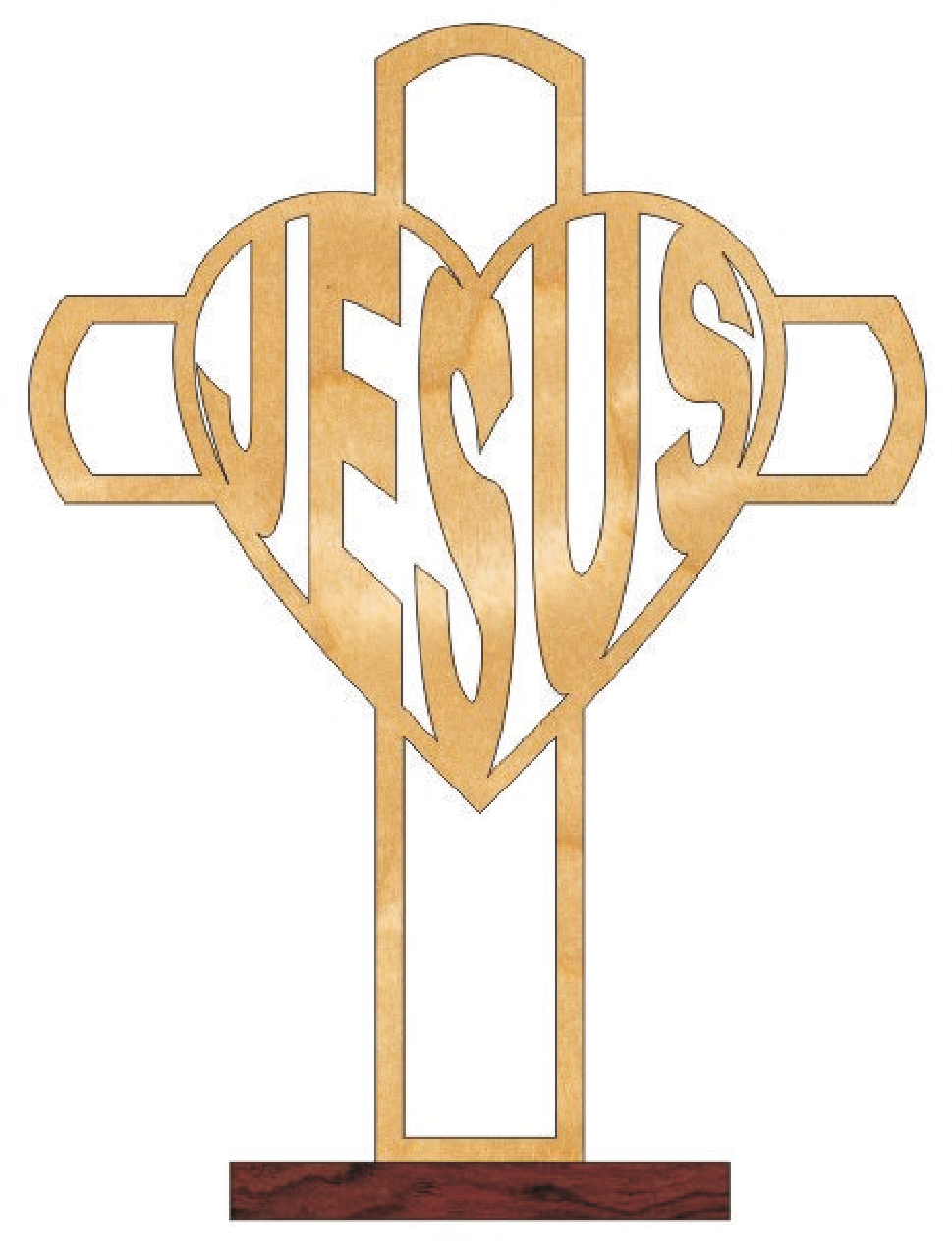 843, Jesus Heart Cross, 7.5 in. x 9.25 in.